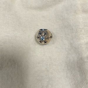 Authentic Pandora Snowflake Charm with Aqua CZ